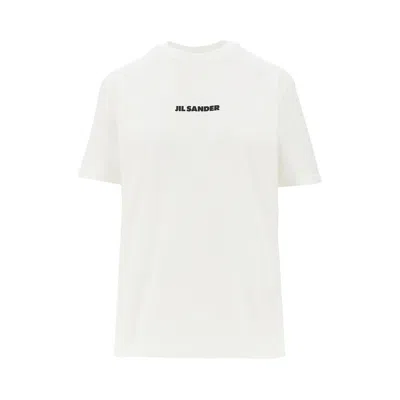 Jil Sander Short-sleeve T-shirt With Centered Logo Detail In White