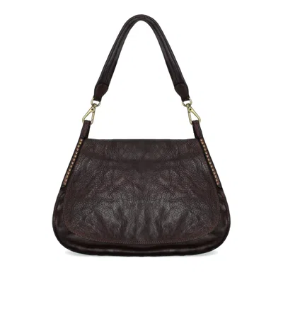 Campomaggi Enza Dark Brown Shoulder Bag In Blue