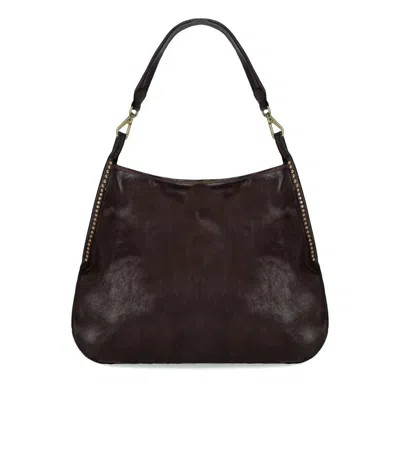 Campomaggi Luana Dark Brown Shoulder Bag In Pink