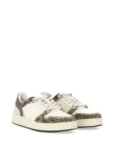 Premiata Quinnd 7655 Animal-print Embellished Sneakers In White