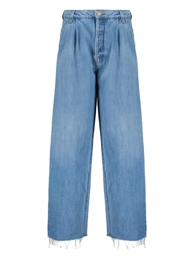 Mother Double Pleat Frayed Jeans In Multi