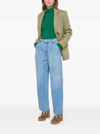 Mother Double Pleat Frayed Jeans In Multi