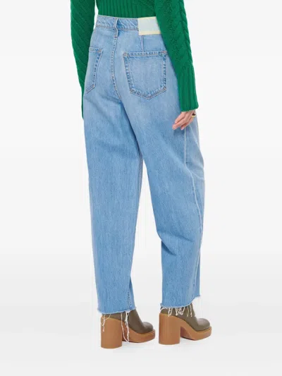 Mother Double Pleat Frayed Jeans In Multi