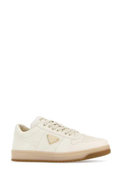 Prada Ivory Nappa Leather Downtown Sneakers In Multi
