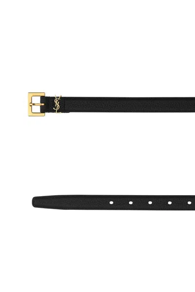 Saint Laurent Black Leather Belt In Black