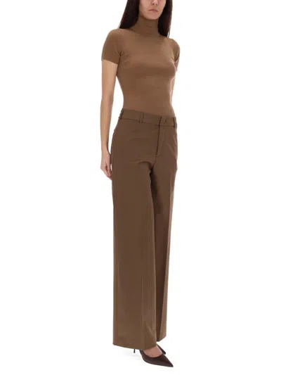 Pt Torino Brown Virgin Wool Trousers In Brown