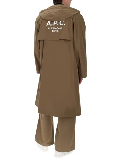 Apc A. P.c. Hooded Trench Coat In Brown