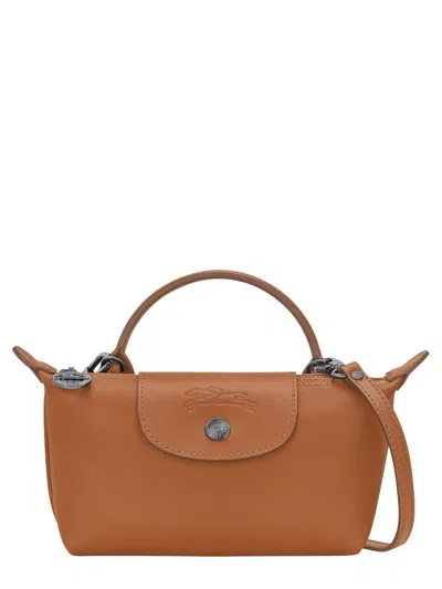 Longchamp Le Pilage Xtra Brown Medium Shoulder Strap With Removable Shoulder Strap And Embossed Lgoo On The Fr In Brown