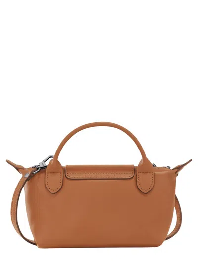 Longchamp Le Pilage Xtra Brown Medium Shoulder Strap With Removable Shoulder Strap And Embossed Lgoo On The Fr In Brown