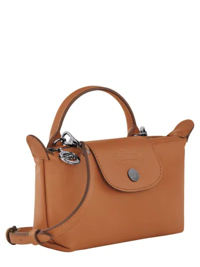 Longchamp Le Pilage Xtra Brown Medium Shoulder Strap With Removable Shoulder Strap And Embossed Lgoo On The Fr In Brown