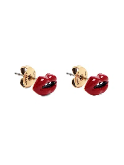 Marc Jacobs Lips Stud Earrings In Gold