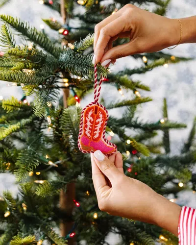 Furbish Studio Needlepoint Icon Ornament - Cowboy Boot In Animal Print