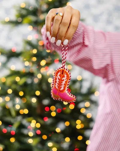 Furbish Studio Needlepoint Icon Ornament - Cowboy Boot In Animal Print