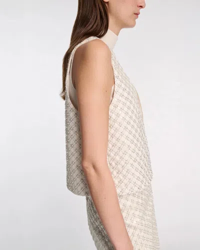 Dorothee Schumacher Sequin Embellished Crop Top In Duchesse In White