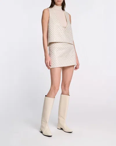 Dorothee Schumacher Sequin Embellished Crop Top In Duchesse In White