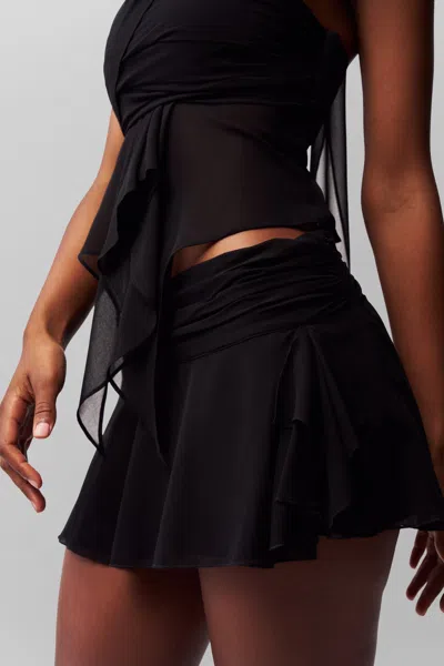 Danielle Guizio Ny Chiffon Slit Mini Skirt In Black