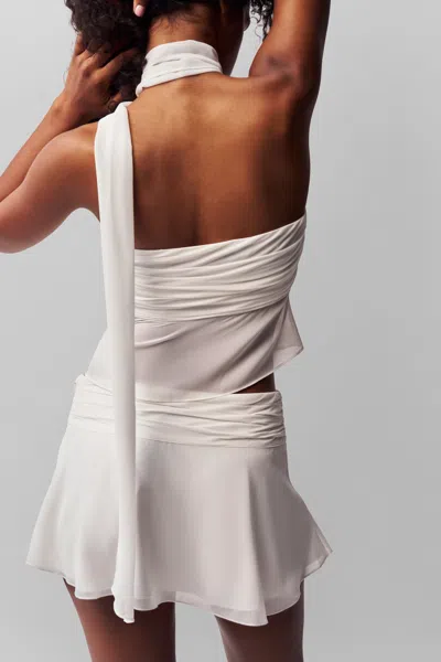 Danielle Guizio Ny Chiffon Slit Mini Skirt In White