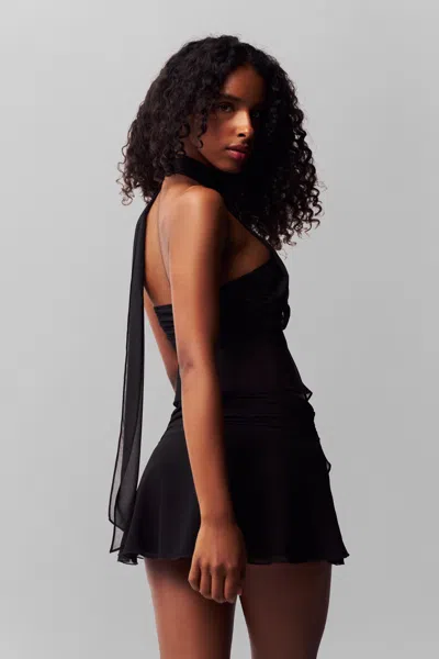 Danielle Guizio Ny Chiffon Slit Mini Skirt In Black