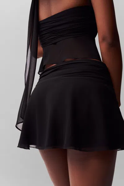 Danielle Guizio Ny Chiffon Slit Mini Skirt In Black