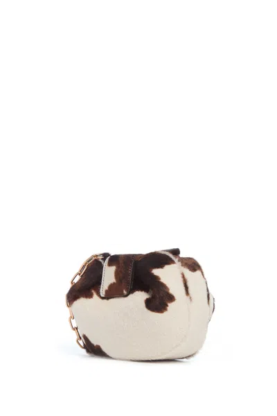 Gabriela Hearst Soft Demi Clutch With Chain In Ivory Cognac Multi Pony Hair In Orange