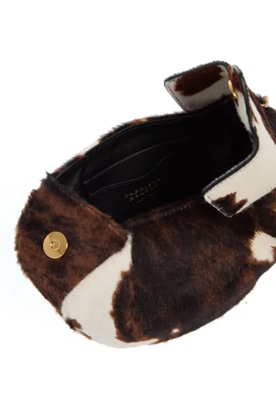 Gabriela Hearst Soft Demi Clutch With Chain In Ivory Cognac Multi Pony Hair In Orange