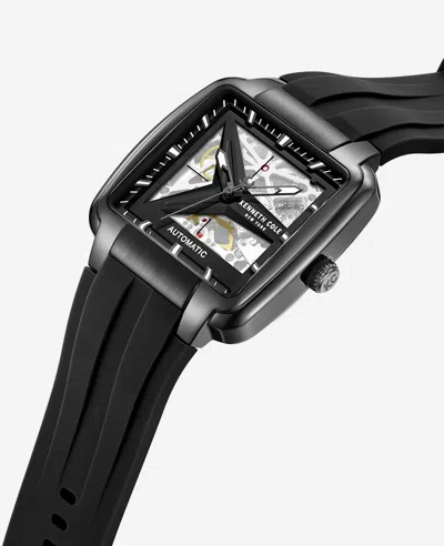 Kenneth Cole Skeleton Automatic Black Silicone Strap Watch