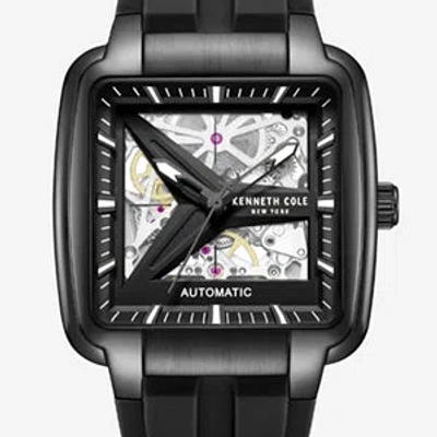 Kenneth Cole Skeleton Automatic Black Silicone Strap Watch