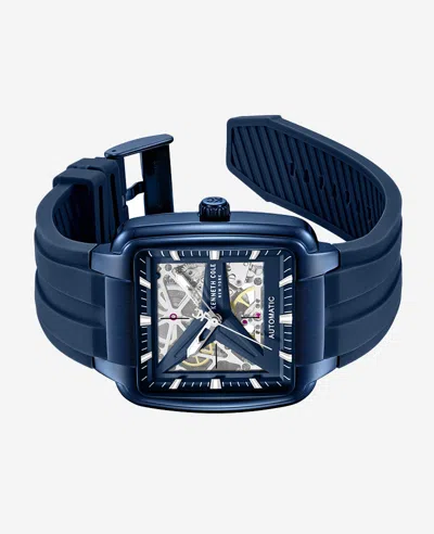 Kenneth Cole Skeleton Automatic Blue Silicone Strap Watch
