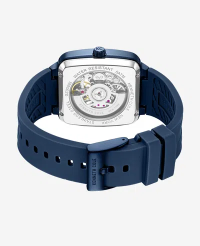 Kenneth Cole Skeleton Automatic Blue Silicone Strap Watch