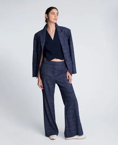 Kenneth Cole Plaid Three Button Contour Jacket With Strong Shoulder In Multi