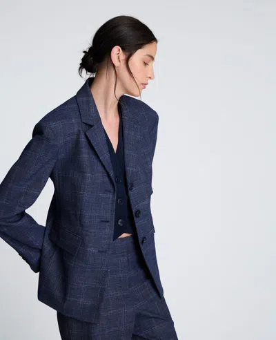 Kenneth Cole Plaid Three Button Contour Jacket With Strong Shoulder In Multi