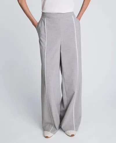 Kenneth Cole Pull-on High Rise Wide Leg Pant With Piping In Animal Print