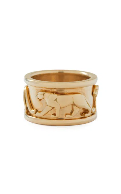 Stephanie Windsor 18k Yellow Gold  Vintage Cartier Panthere Wide Band Ring In Gold