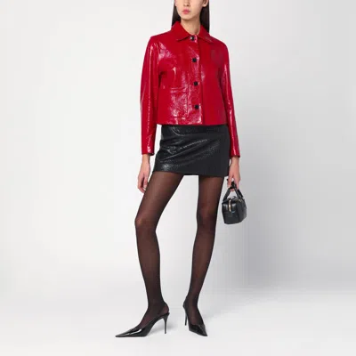 Cassell Short Red Leather Jacket In Red
