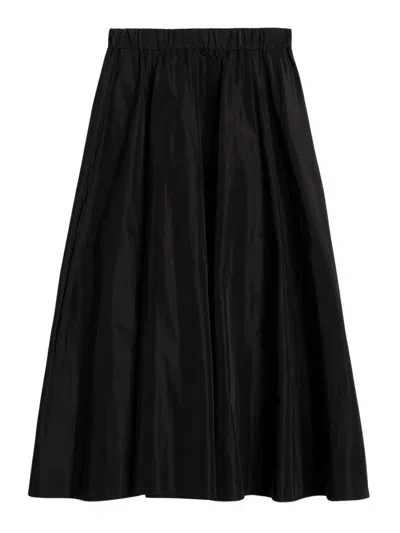 Aspesi Pleated A-line Mid-length Skirt In Black