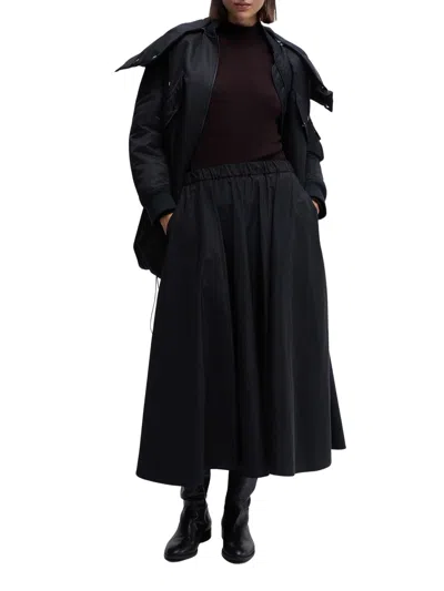 Aspesi Pleated A-line Mid-length Skirt In Black