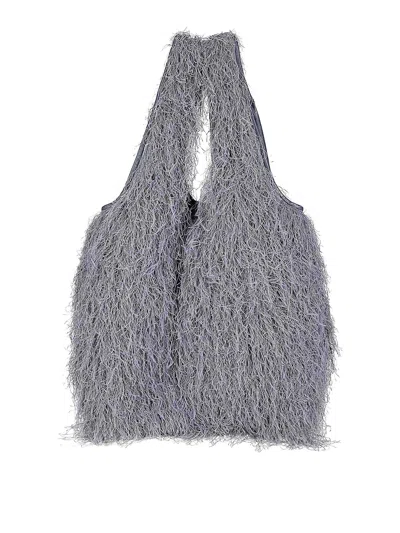 Dries Van Noten Marche Small Fringed Tote Bag In Gray