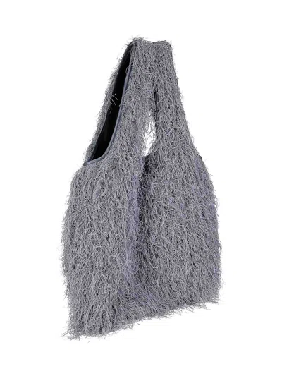Dries Van Noten Marche Small Fringed Tote Bag In Gray