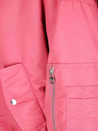 Jw Anderson Solid Bomber Jacket With Leather Logo Patch In Pink
