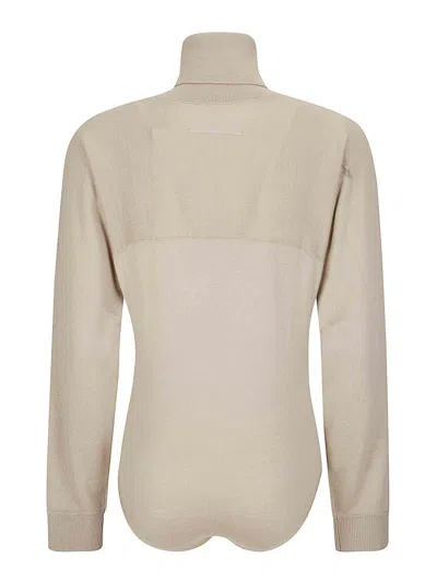 Mm6 Maison Margiela Form-fitting Body Garment In Soft Wool Blend In Neutral