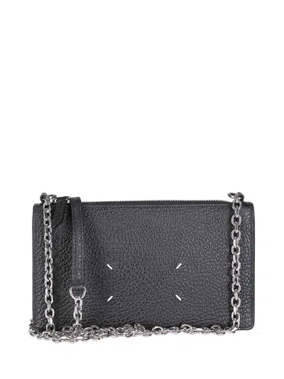Maison Margiela Zipped Wallet On Chain In Gray