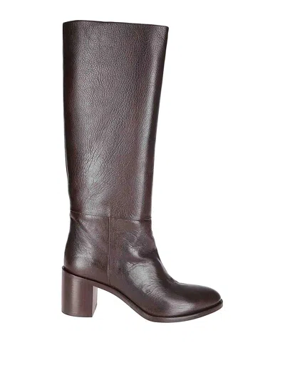 P.a.r.o.s.h Mid-heeled Leather Boots With Minimalist Design In Black