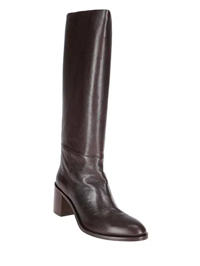 P.a.r.o.s.h Mid-heeled Leather Boots With Minimalist Design In Black