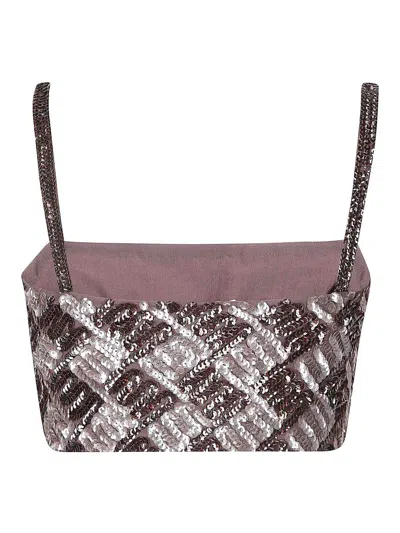 P.a.r.o.s.h Geometric Sequined Micro Top In Gray