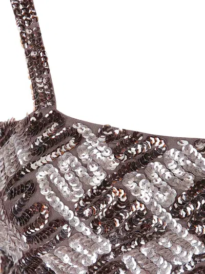 P.a.r.o.s.h Geometric Sequined Micro Top In Gray