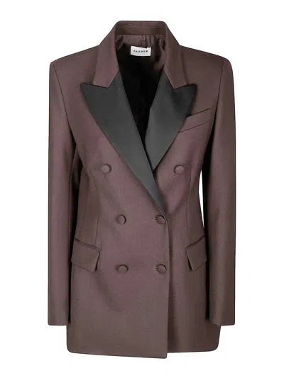 P.a.r.o.s.h Double-breasted Gabardine Over Jacket With Satin Collar In Purple