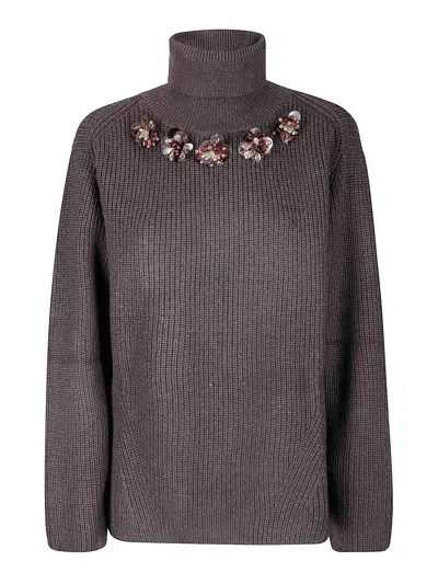 P.a.r.o.s.h Parosh Turtle Neck Embroidered In Black