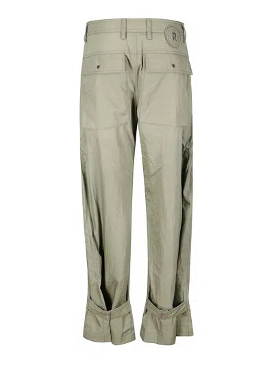 Rabanne Wide-leg Pants With Zippered Pockets And Adjustable Hem In Green