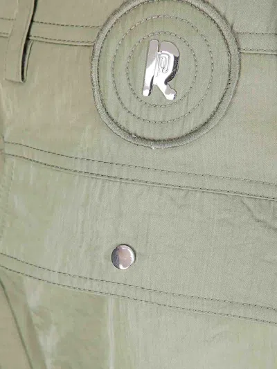 Rabanne Wide-leg Pants With Zippered Pockets And Adjustable Hem In Green