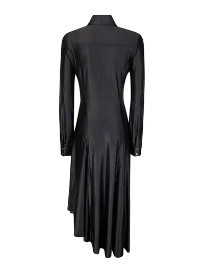 Rabanne Stretch Viscose Draped Midi Dress In Black
